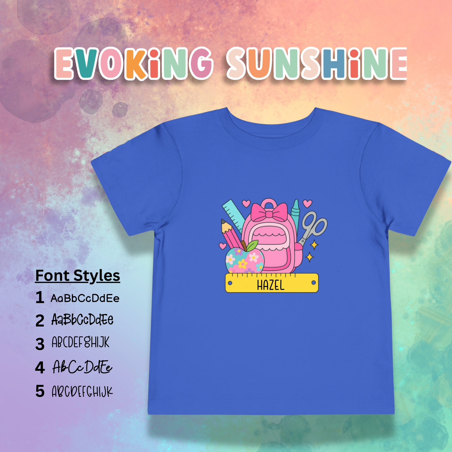 Custom Girls Back-to-School Toddler Tee, Preschool, Kindergarten, MDO, School Shirt, Backpack, Bookbag, Personalize
