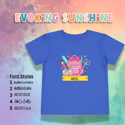 Custom Girls Back-to-School Toddler Tee, Preschool, Kindergarten, MDO, School Shirt, Backpack, Bookbag, Personalize
