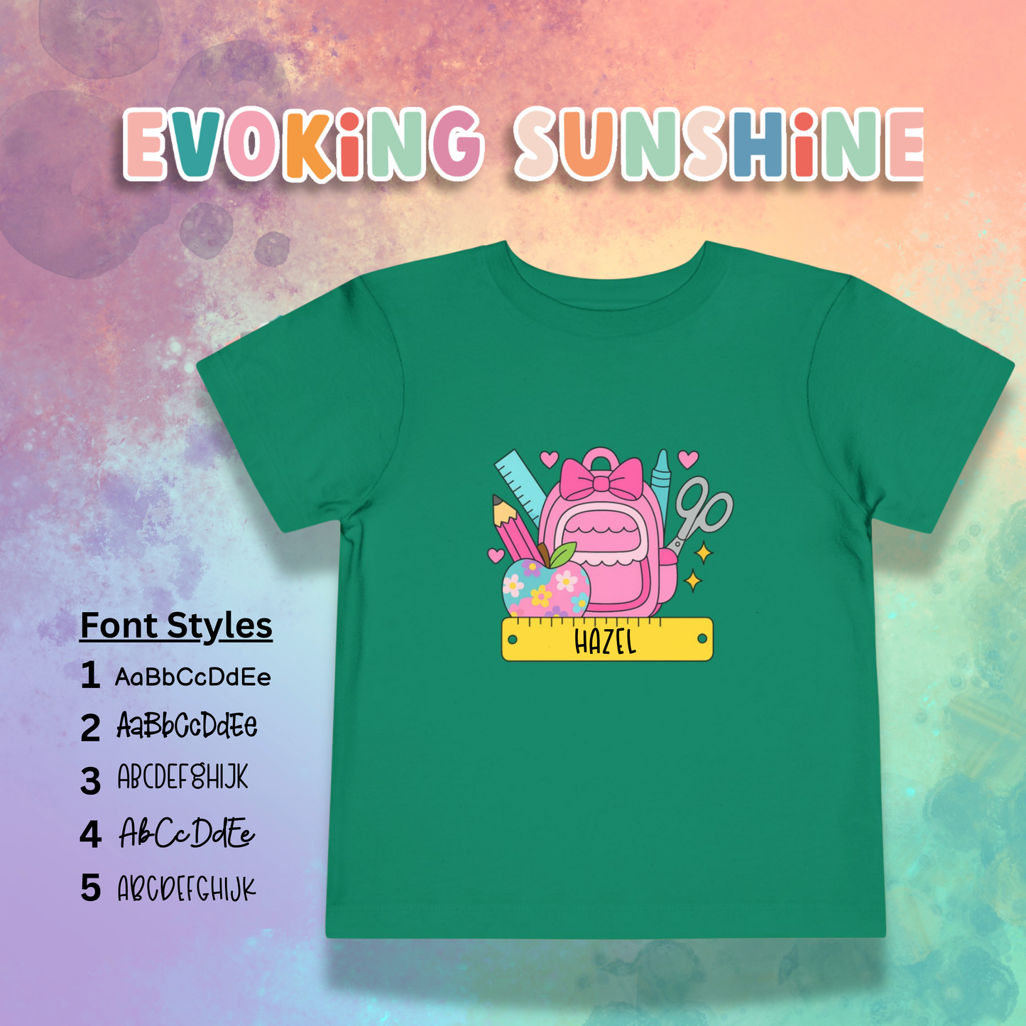 Custom Girls Back-to-School Toddler Tee, Preschool, Kindergarten, MDO, School Shirt, Backpack, Bookbag, Personalize