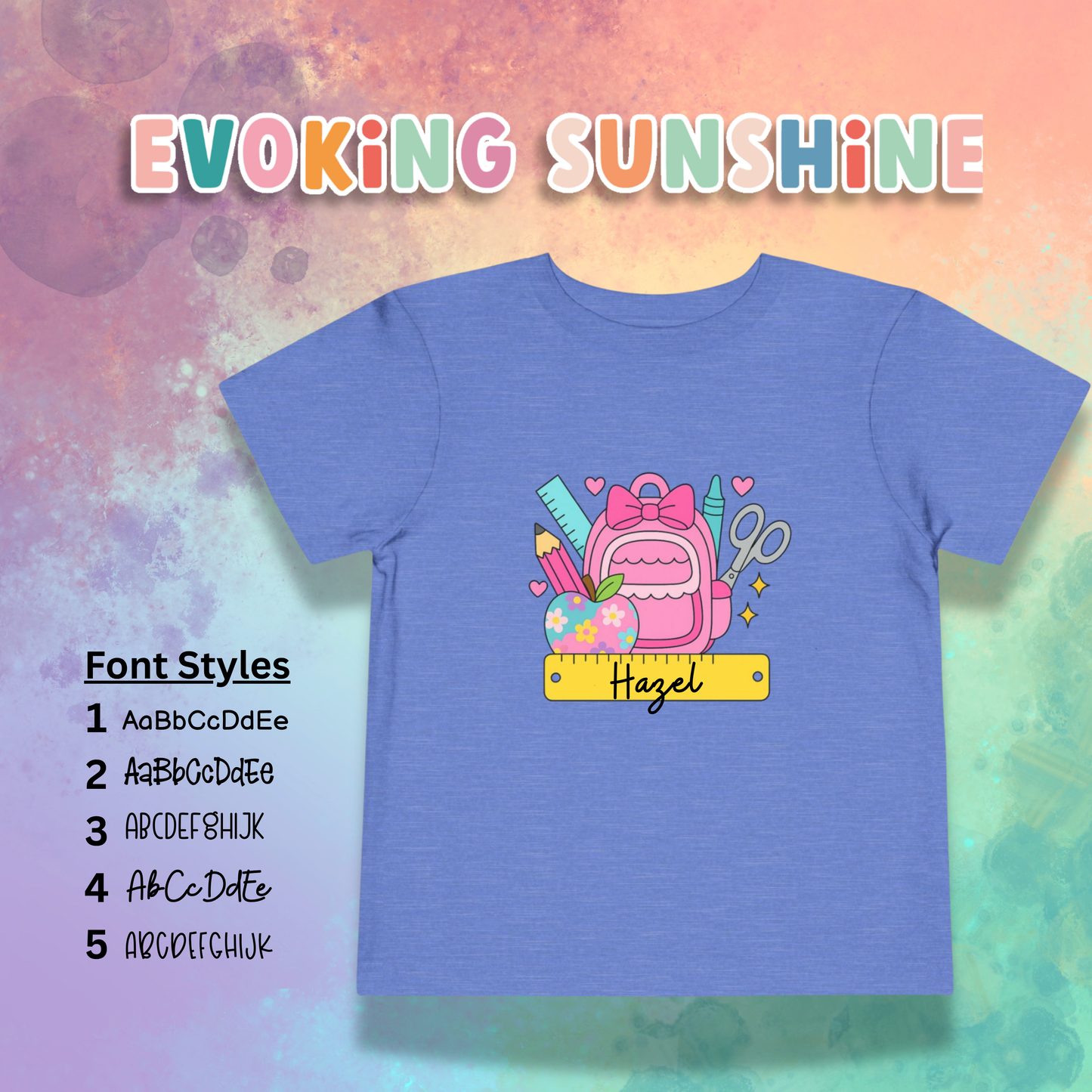 Custom Girls Back-to-School Toddler Tee, Preschool, Kindergarten, MDO, School Shirt, Backpack, Bookbag, Personalize