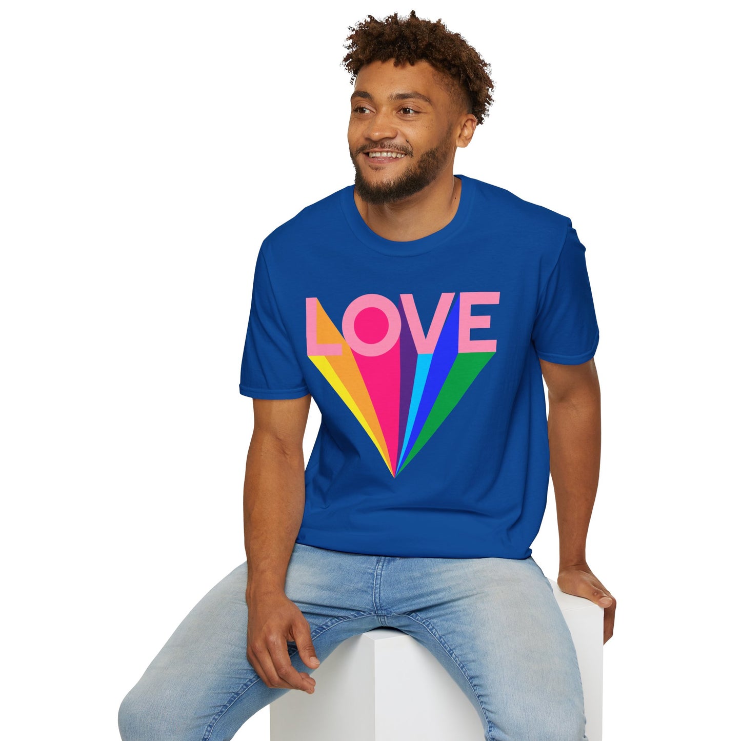 Love Rainbow Pop Out Unisex T-Shirt, Rainbow Love Tee, Colorful Graphic Shirt, Valentine's T-shirt