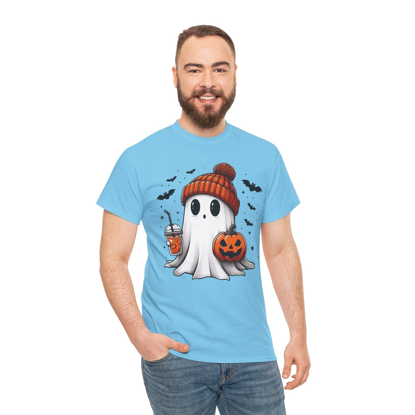 Pumpkin Season Vibes - Cute Ghost - Adult Unisex Tee