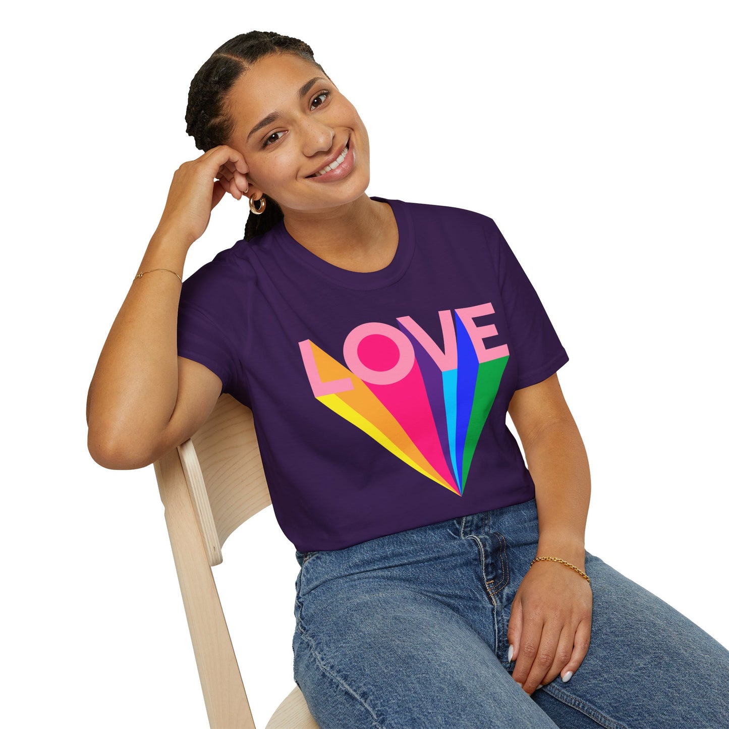 Love Rainbow Pop Out Unisex T-Shirt, Rainbow Love Tee, Colorful Graphic Shirt, Valentine's T-shirt