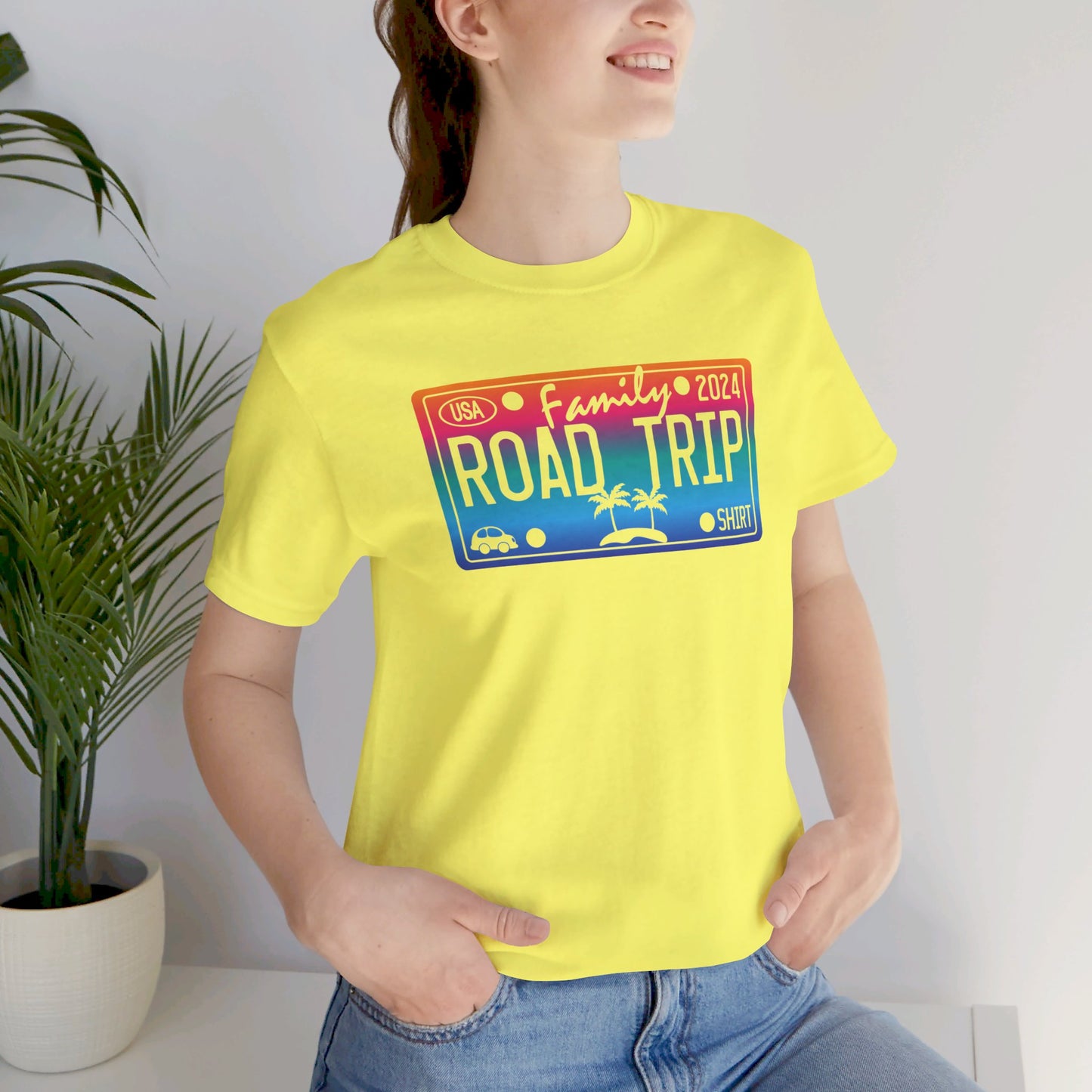 License Plate Family Road Trip 2024, Adult, Unisex Jersey Short Sleeve Tee Express Delivery available