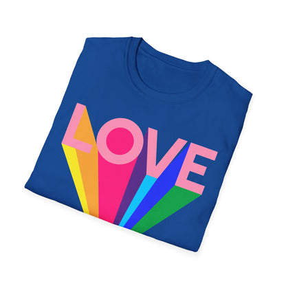 Love Rainbow Pop Out Unisex T-Shirt, Rainbow Love Tee, Colorful Graphic Shirt, Valentine's T-shirt