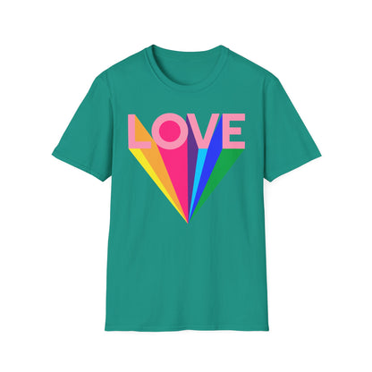 Love Rainbow Pop Out Unisex T-Shirt, Rainbow Love Tee, Colorful Graphic Shirt, Valentine's T-shirt