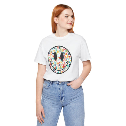 Alphabet Smiley Face Tee - Colorful and Cute - Express Delivery available