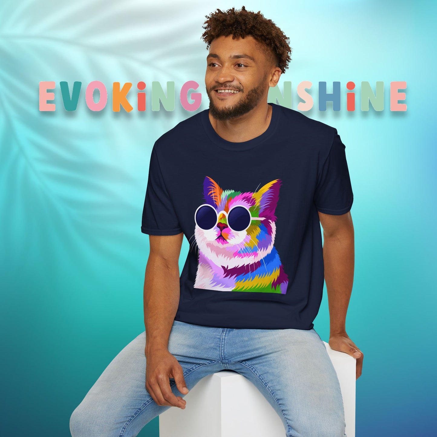 Colorful Cat Art T-Shirt, Fun Tee for Cat Lovers, Vintage Style Graphic Shirt, Cute Pet Gift, Casual Wear for Summer