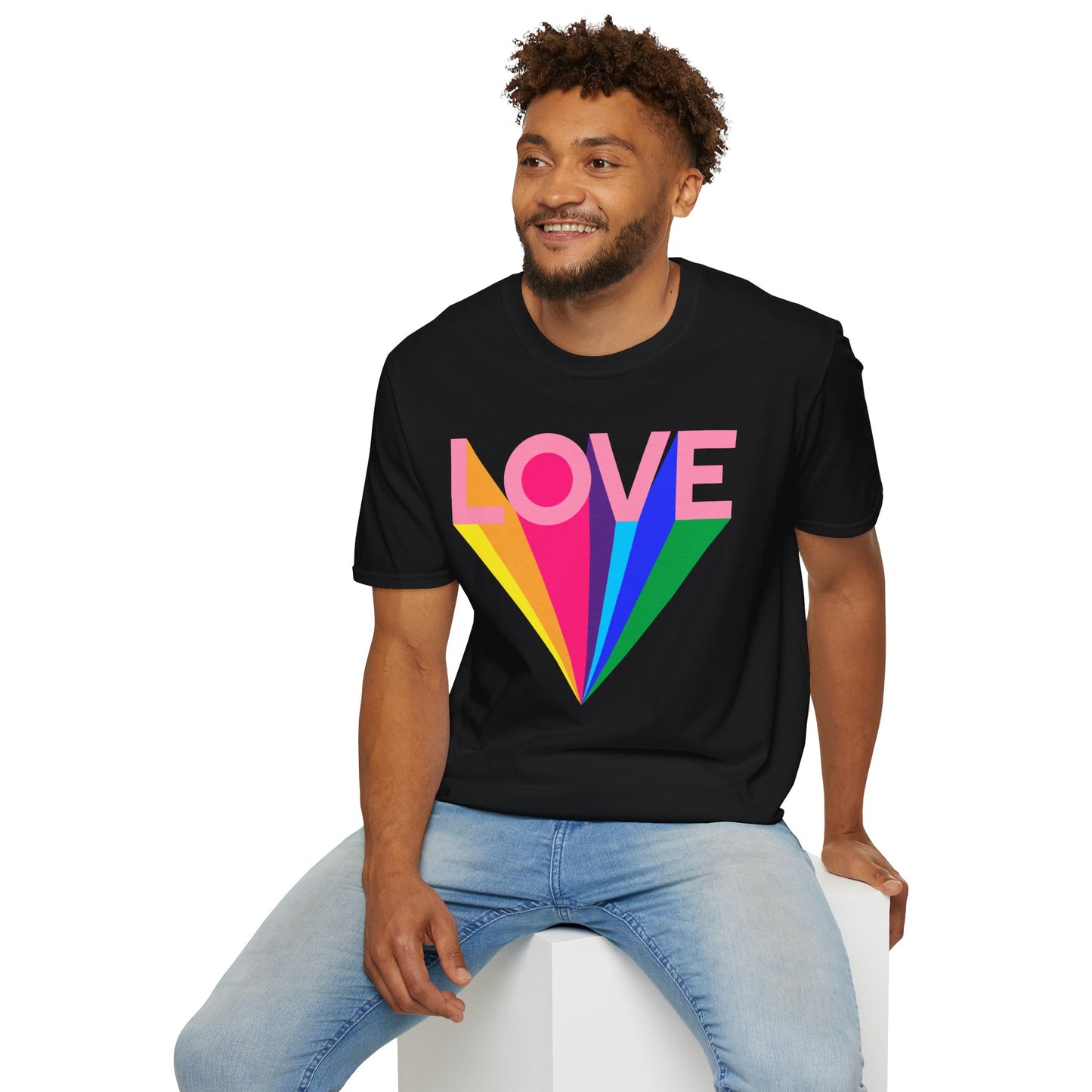 Love Rainbow Pop Out Unisex T-Shirt, Rainbow Love Tee, Colorful Graphic Shirt, Valentine's T-shirt