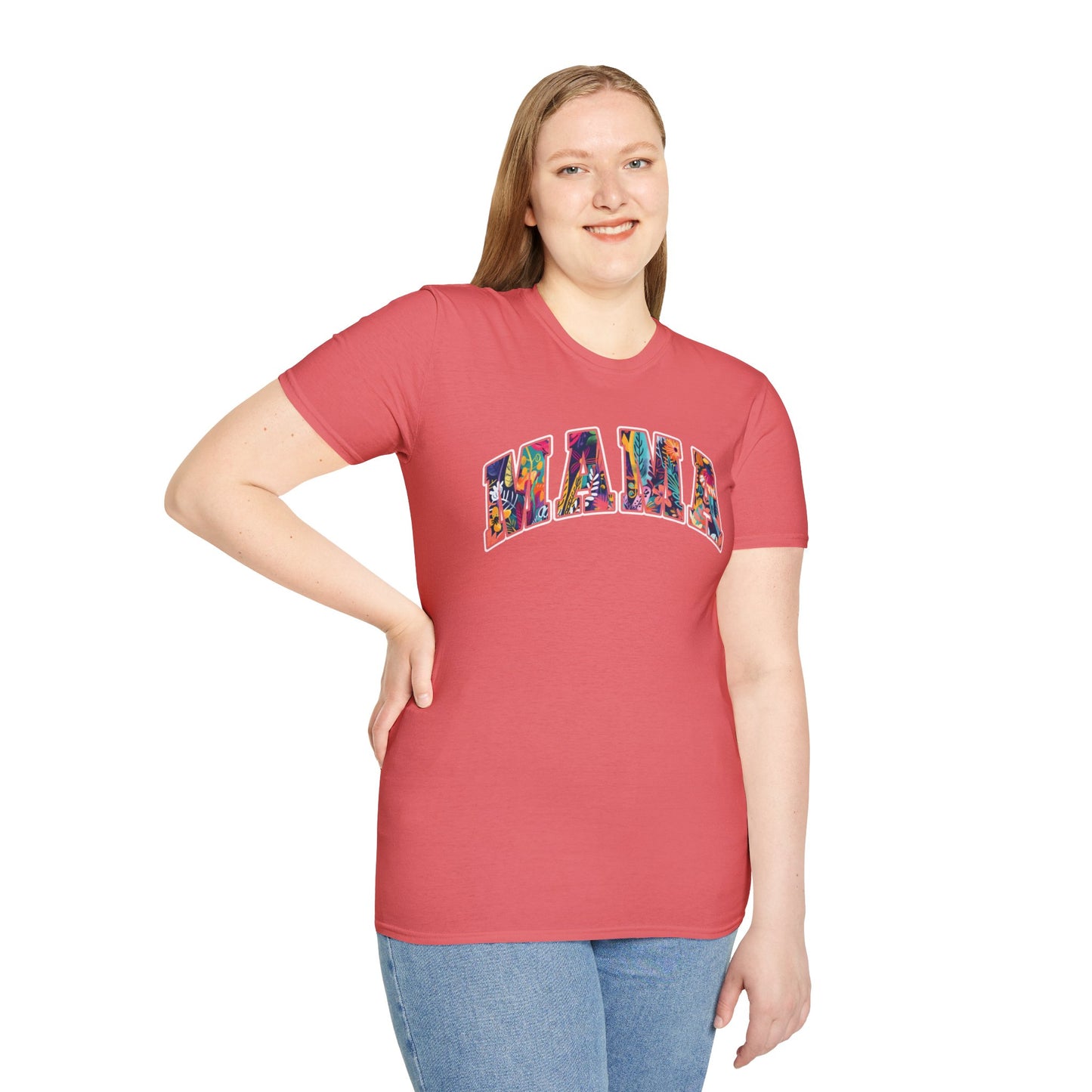 Floral "MAMA" Shirt – Bold, Bright, and Beautiful - Unisex Softstyle T-Shirt