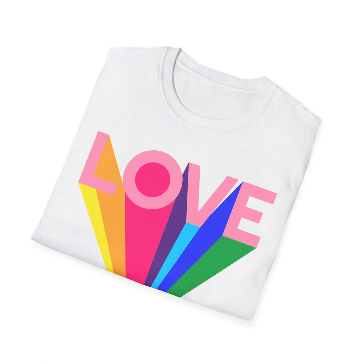 Love Rainbow Pop Out Unisex T-Shirt, Rainbow Love Tee, Colorful Graphic Shirt, Valentine's T-shirt