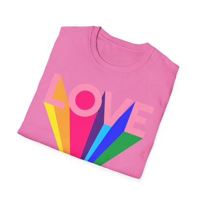 Love Rainbow Pop Out Unisex T-Shirt, Rainbow Love Tee, Colorful Graphic Shirt, Valentine's T-shirt