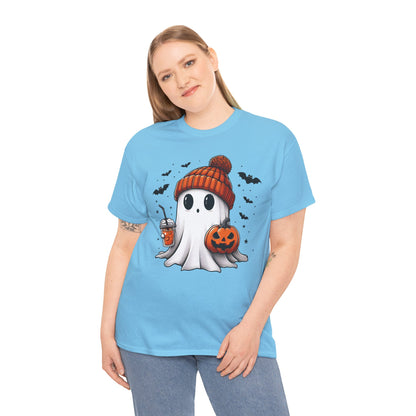 Pumpkin Season Vibes - Cute Ghost - Adult Unisex Tee