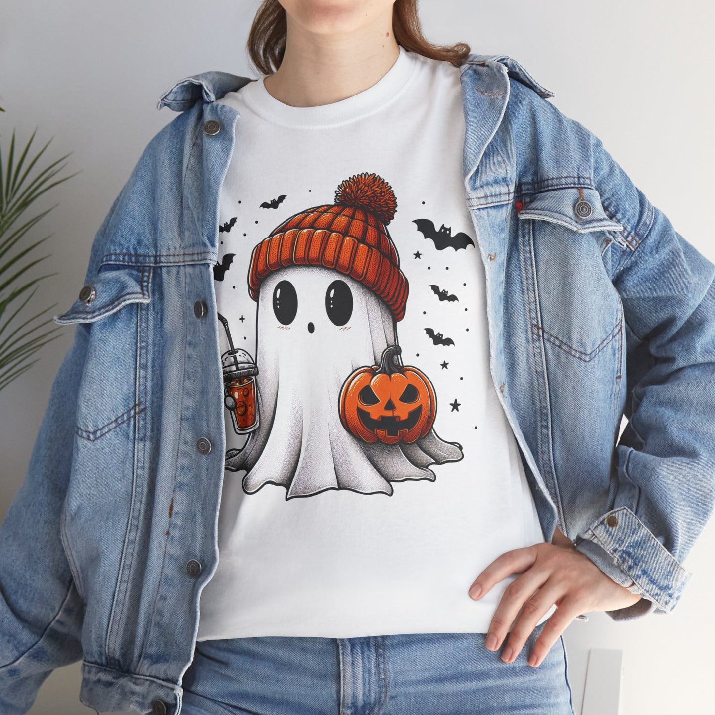 Pumpkin Season Vibes - Cute Ghost - Adult Unisex Tee