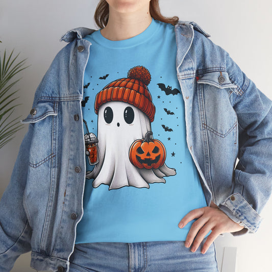 Pumpkin Season Vibes - Cute Ghost - Adult Unisex Tee