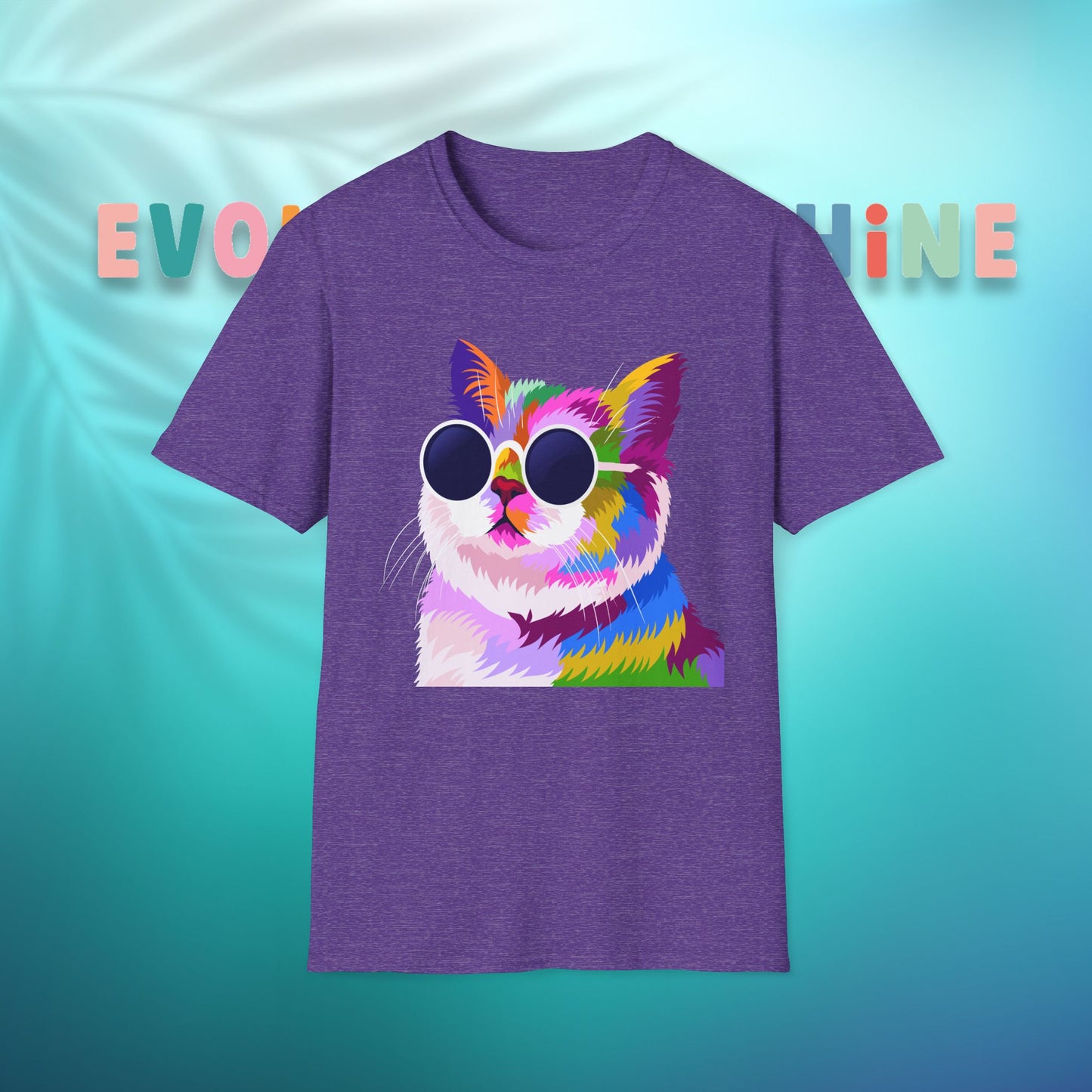 Colorful Cat Art T-Shirt, Fun Tee for Cat Lovers, Vintage Style Graphic Shirt, Cute Pet Gift, Casual Wear for Summer