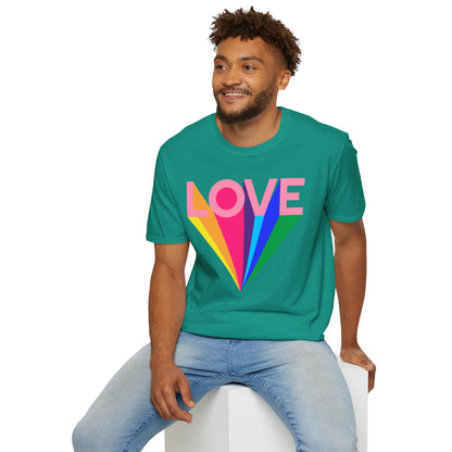 Love Rainbow Pop Out Unisex T-Shirt, Rainbow Love Tee, Colorful Graphic Shirt, Valentine's T-shirt