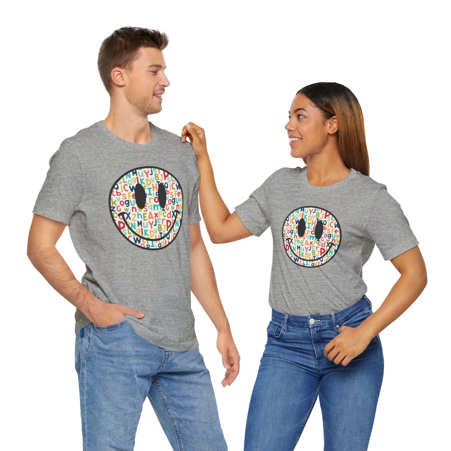 Alphabet Smiley Face Tee - Colorful and Cute - Express Delivery available