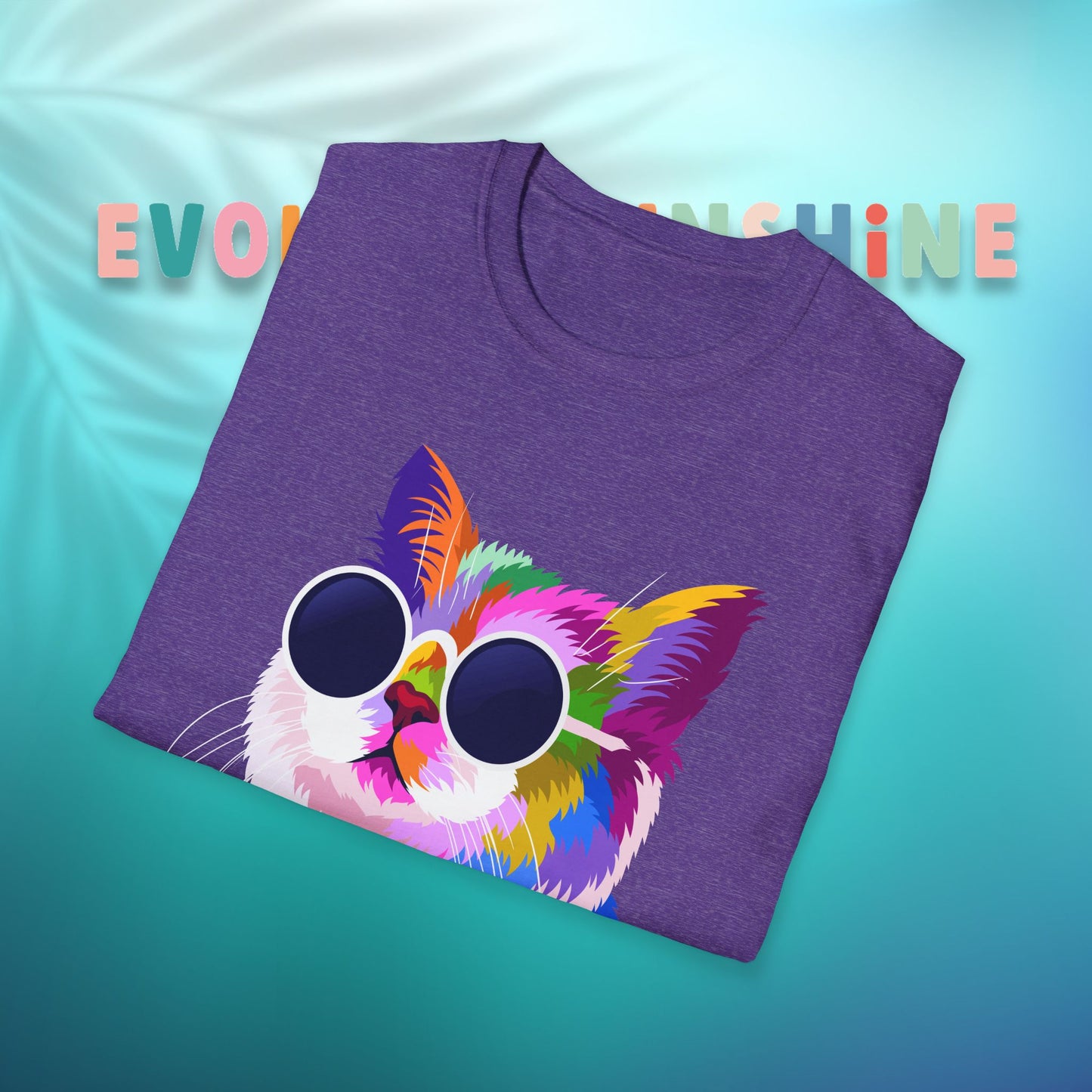 Colorful Cat Art T-Shirt, Fun Tee for Cat Lovers, Vintage Style Graphic Shirt, Cute Pet Gift, Casual Wear for Summer