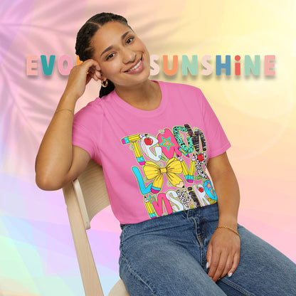 Colorful Teacher T-Shirt, Teach Love Inspire Shirt, Gift for Educators, Back to School Apparel, Inspirational Tops