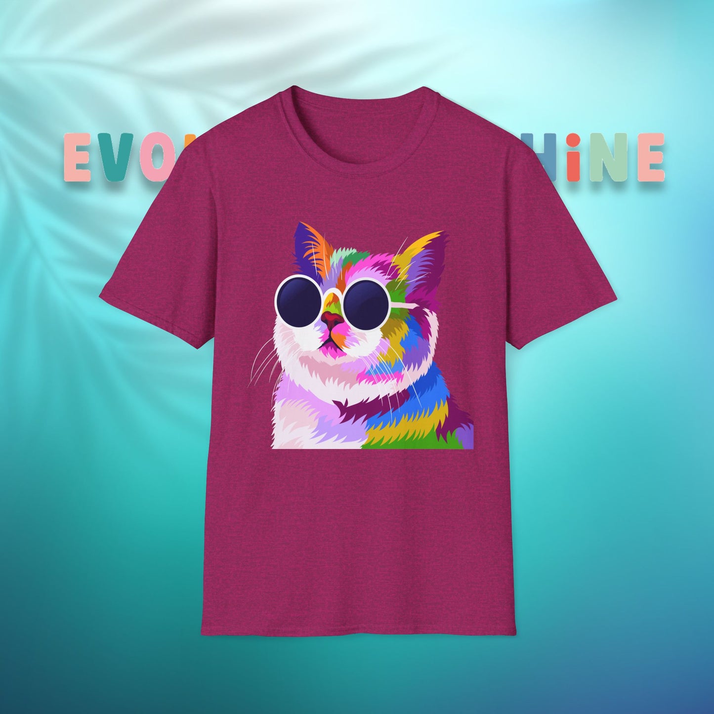 Colorful Cat Art T-Shirt, Fun Tee for Cat Lovers, Vintage Style Graphic Shirt, Cute Pet Gift, Casual Wear for Summer