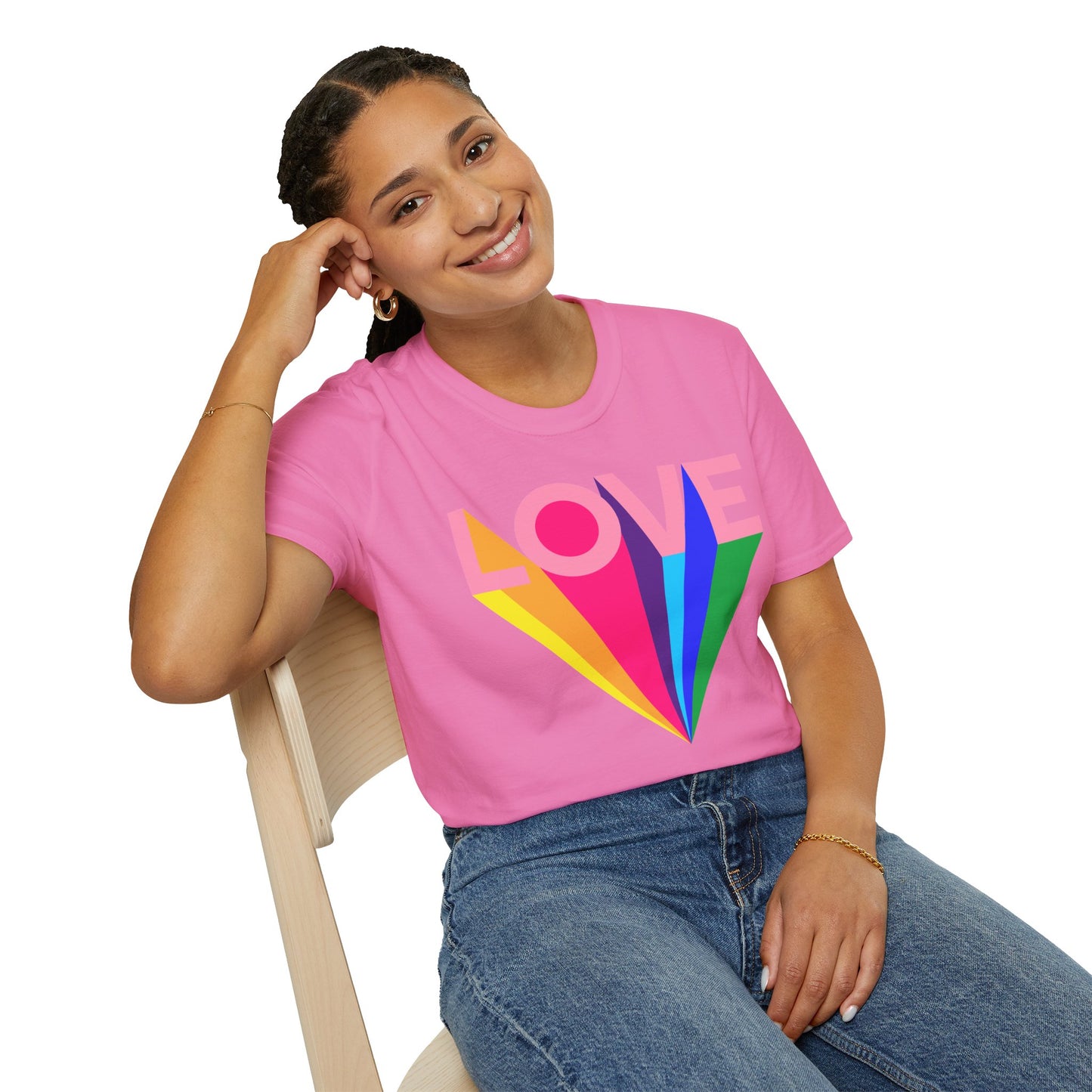 Love Rainbow Pop Out Unisex T-Shirt, Rainbow Love Tee, Colorful Graphic Shirt, Valentine's T-shirt