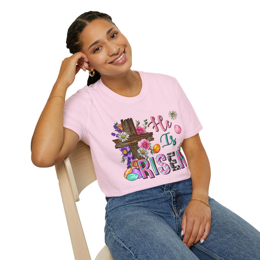 He Is Risen Unisex Softstyle T-Shirt - Easter Celebration Tee