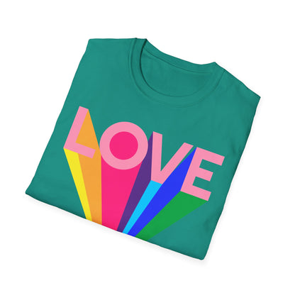 Love Rainbow Pop Out Unisex T-Shirt, Rainbow Love Tee, Colorful Graphic Shirt, Valentine's T-shirt