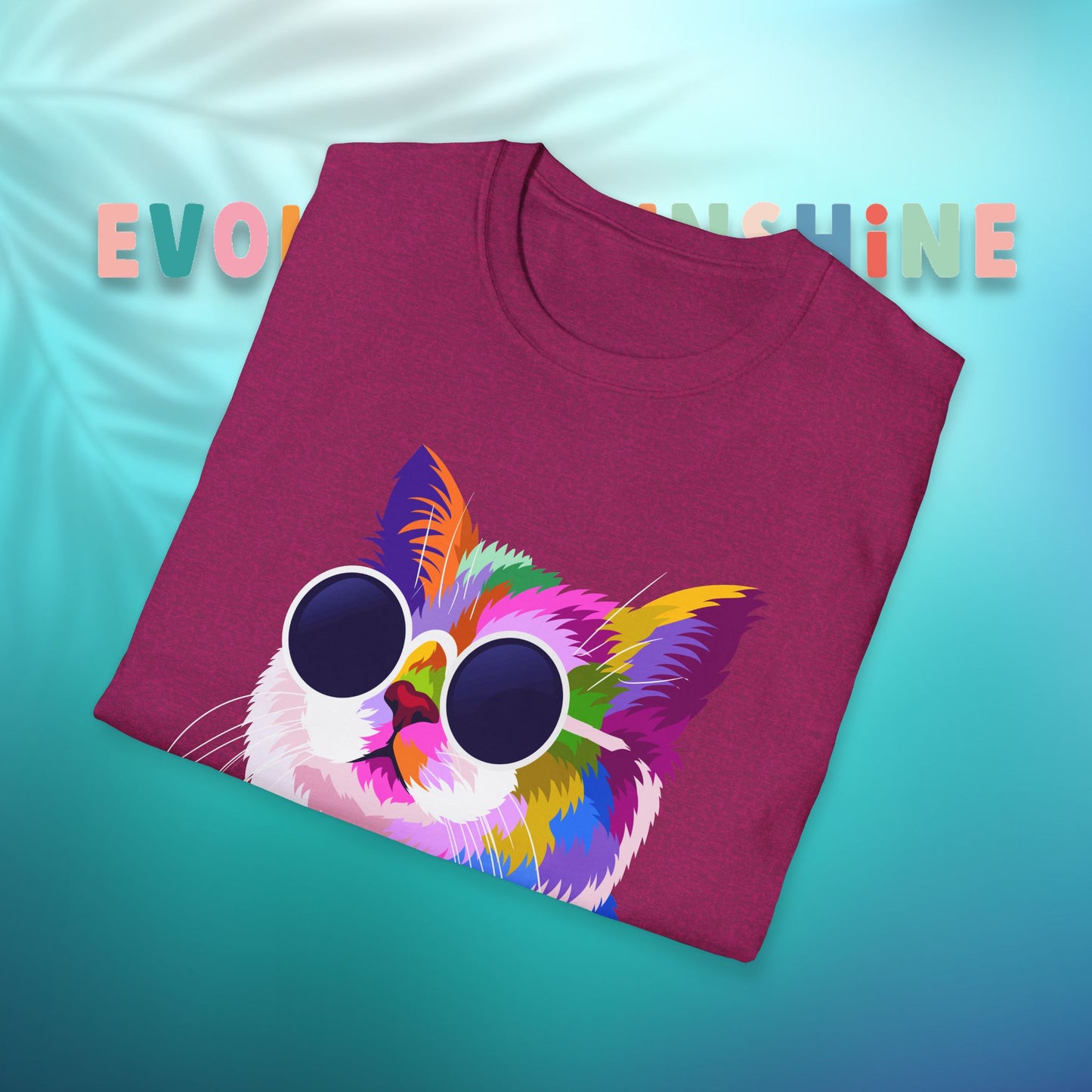 Colorful Cat Art T-Shirt, Fun Tee for Cat Lovers, Vintage Style Graphic Shirt, Cute Pet Gift, Casual Wear for Summer