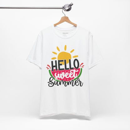 Hello Sweet Summer Graphic Tee, Watermelon and Sunshine