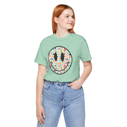 Alphabet Smiley Face Tee - Colorful and Cute - Express Delivery available