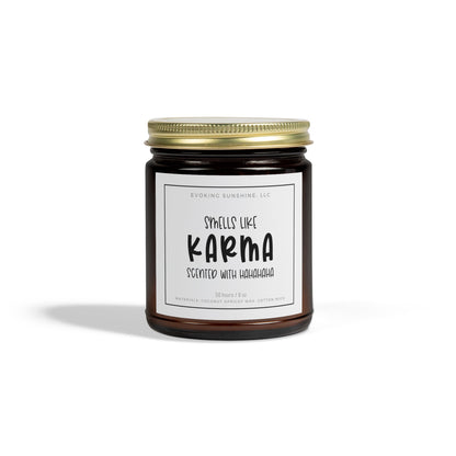 9 oz Scented Candle, 'Smells Like Karma, Scented with Hahahahaha', Hand-Poured in the USA, 9 Scents, Coconut Apricot Wax
