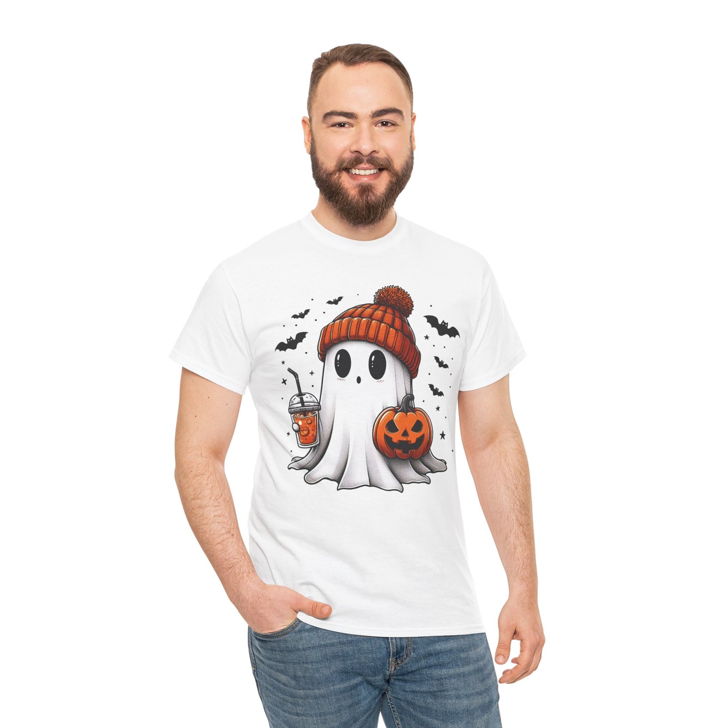 Pumpkin Season Vibes - Cute Ghost - Adult Unisex Tee