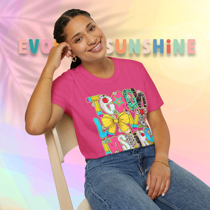 Colorful Teacher T-Shirt, Teach Love Inspire Shirt, Gift for Educators, Back to School Apparel, Inspirational Tops