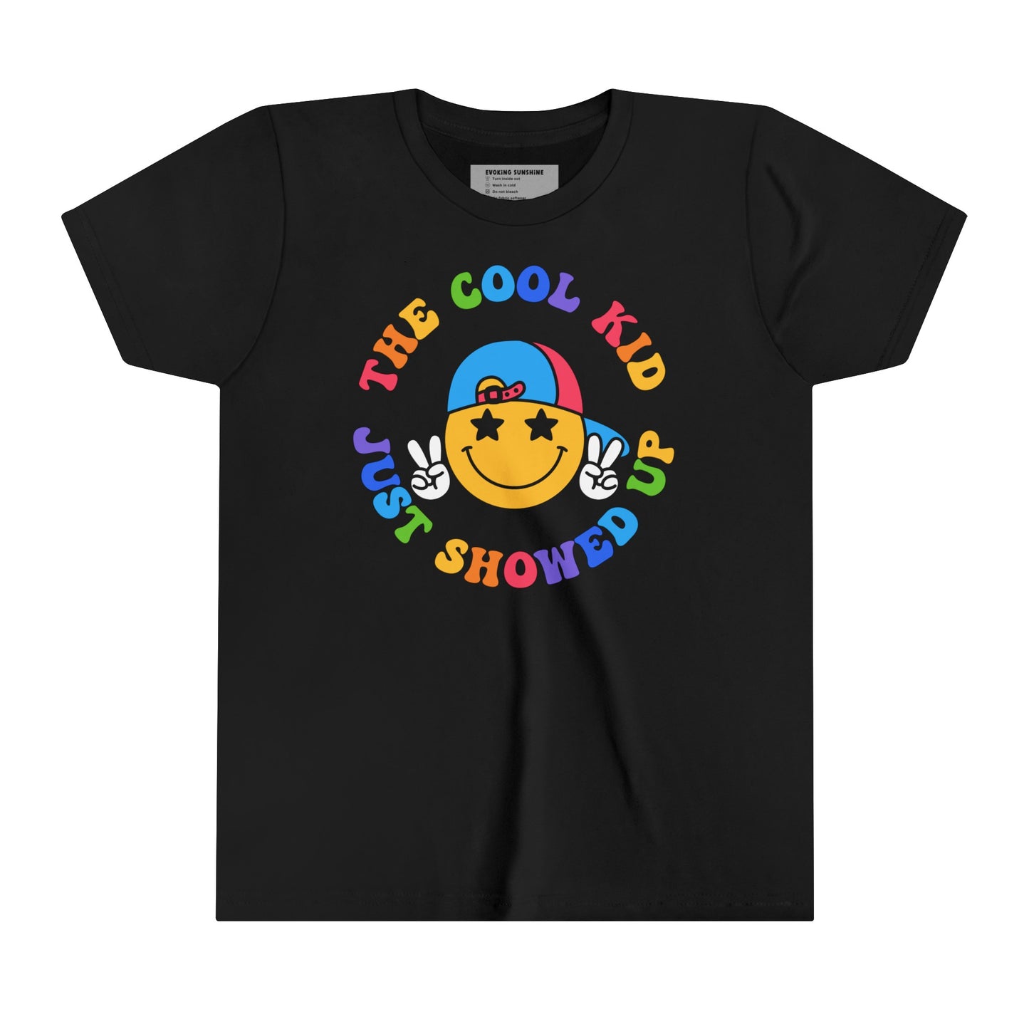 The Cool Kid Just Showed Up, Youth Short Sleeve Tee, Smiley Face