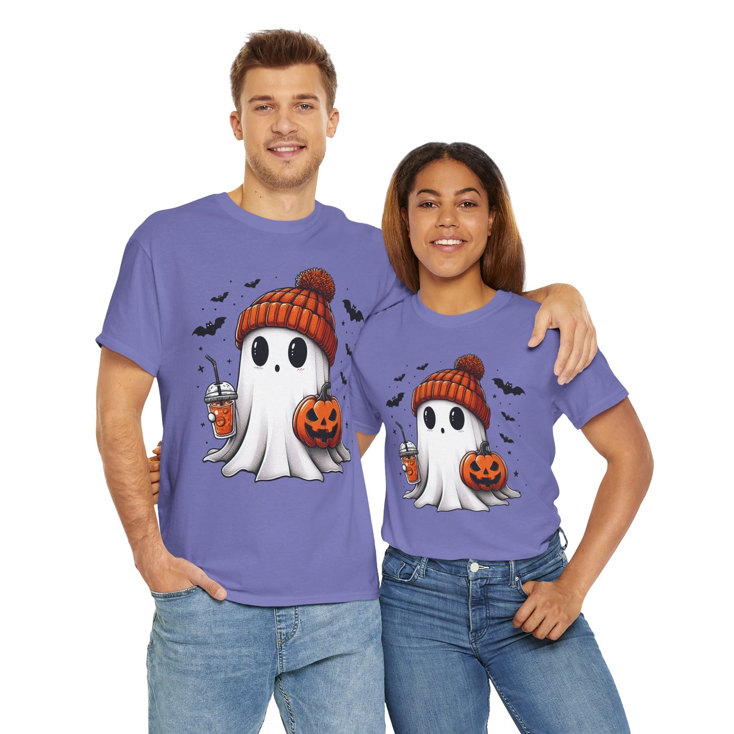 Pumpkin Season Vibes - Cute Ghost - Adult Unisex Tee