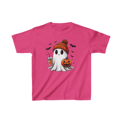 Pumpkin Season Vibes with Cute Ghost - Halloween T-Shirt - Kids Tee