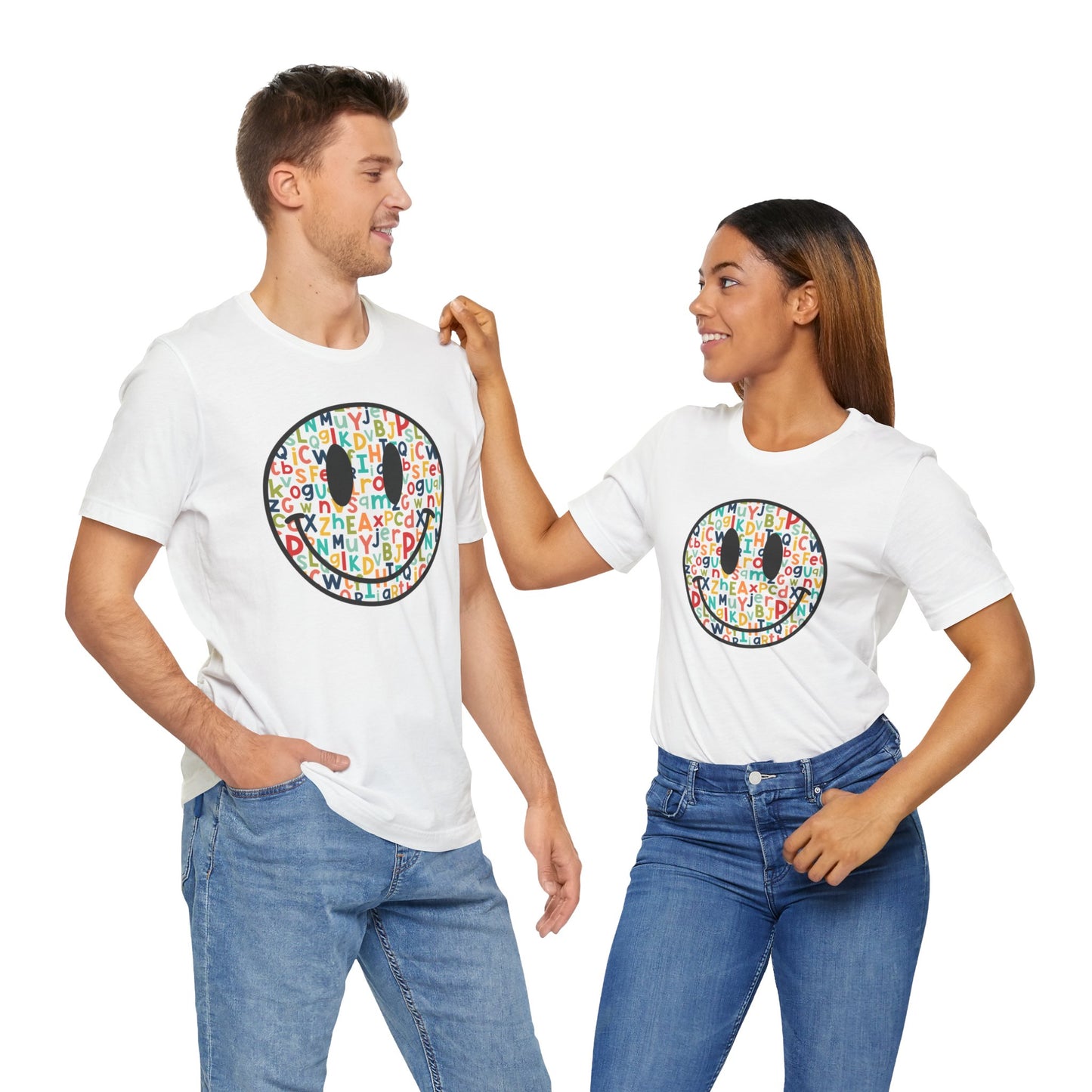 Alphabet Smiley Face Tee - Colorful and Cute - Express Delivery available