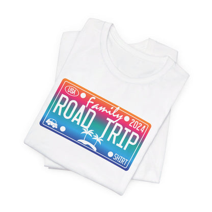 License Plate Family Road Trip 2024, Adult, Unisex Jersey Short Sleeve Tee Express Delivery available