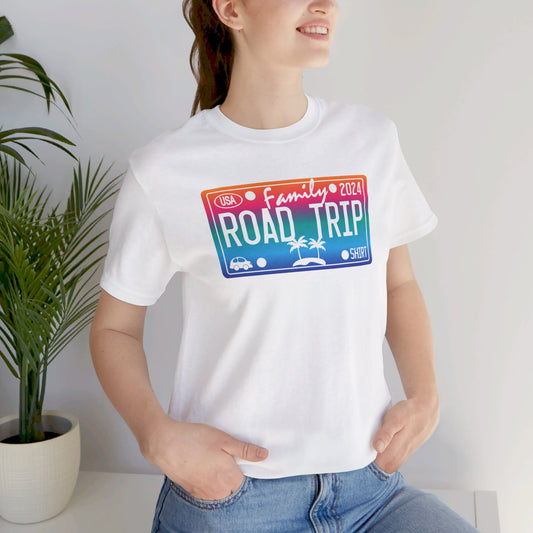 License Plate Family Road Trip 2024, Adult, Unisex Jersey Short Sleeve Tee Express Delivery available