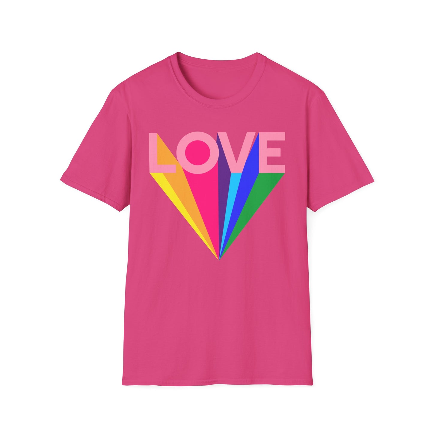 Love Rainbow Pop Out Unisex T-Shirt, Rainbow Love Tee, Colorful Graphic Shirt, Valentine's T-shirt