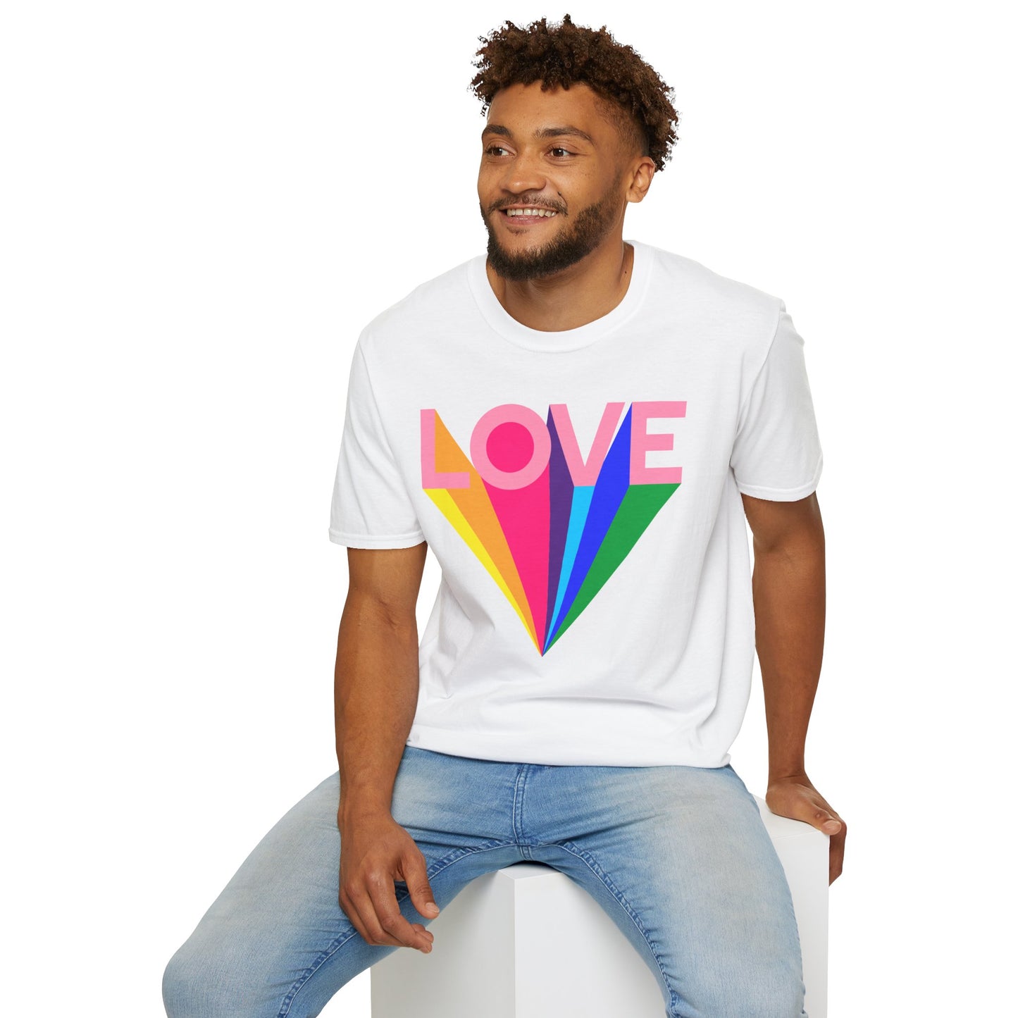 Love Rainbow Pop Out Unisex T-Shirt, Rainbow Love Tee, Colorful Graphic Shirt, Valentine's T-shirt