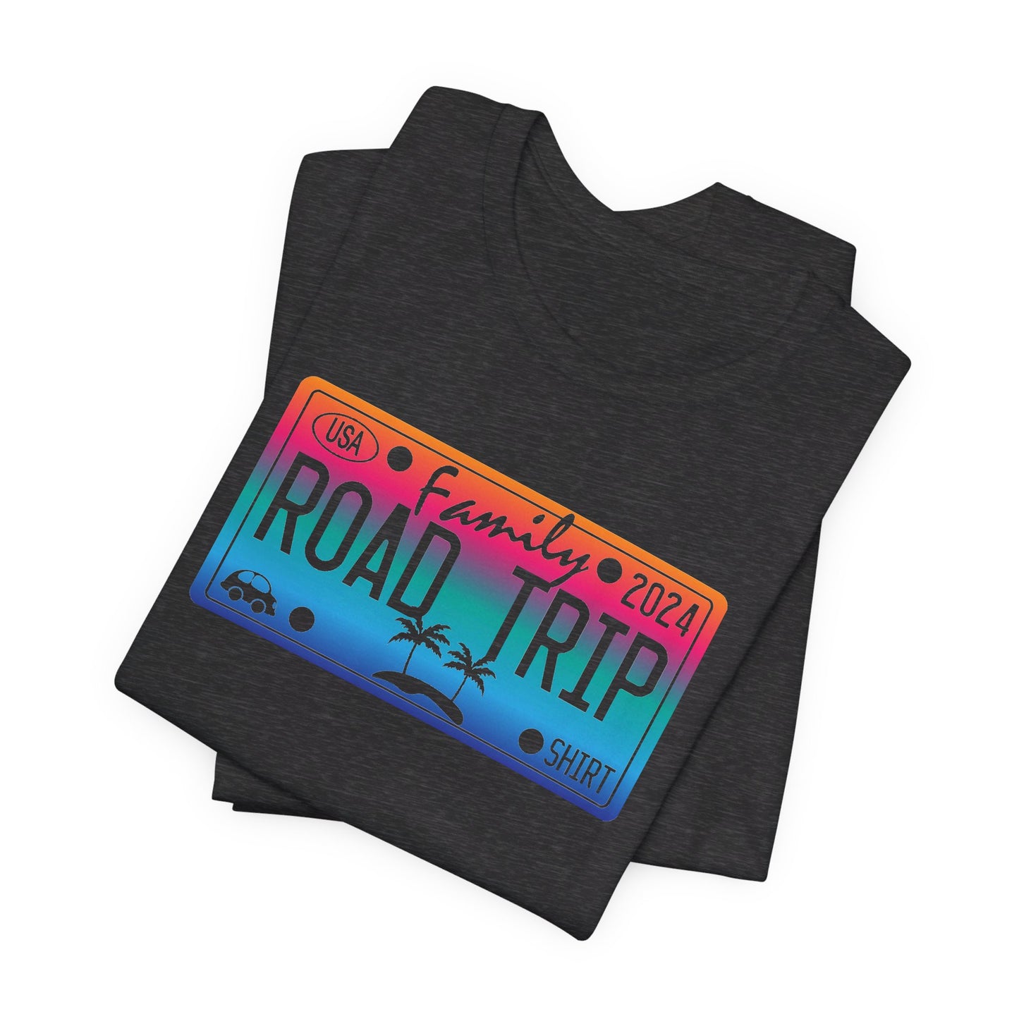 License Plate Family Road Trip 2024, Adult, Unisex Jersey Short Sleeve Tee Express Delivery available