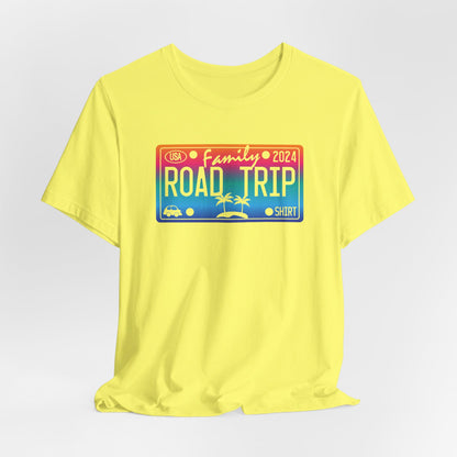 License Plate Family Road Trip 2024, Adult, Unisex Jersey Short Sleeve Tee Express Delivery available