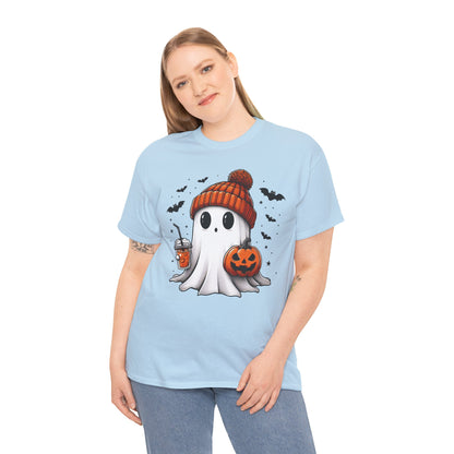 Pumpkin Season Vibes - Cute Ghost - Adult Unisex Tee