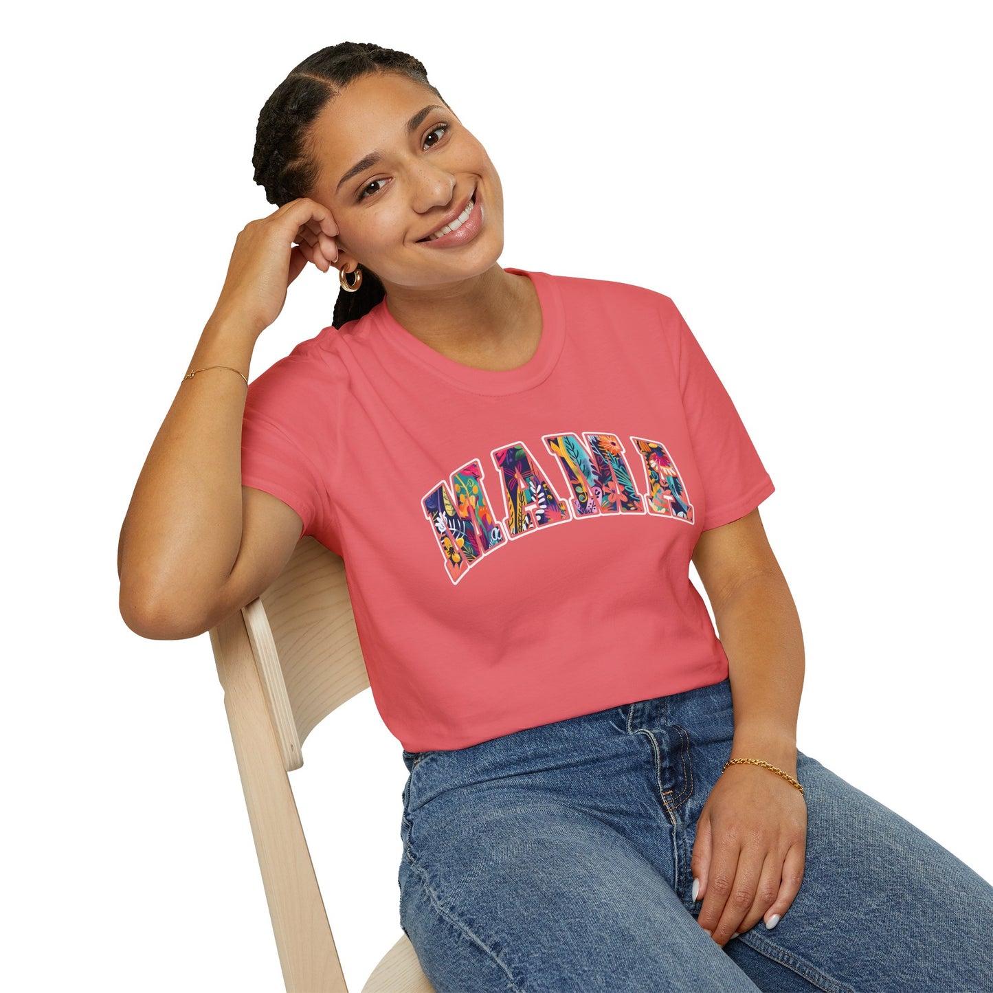 Floral "MAMA" Shirt – Bold, Bright, and Beautiful - Unisex Softstyle T-Shirt