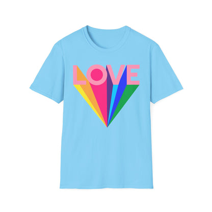 Love Rainbow Pop Out Unisex T-Shirt, Rainbow Love Tee, Colorful Graphic Shirt, Valentine's T-shirt