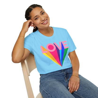 Love Rainbow Pop Out Unisex T-Shirt, Rainbow Love Tee, Colorful Graphic Shirt, Valentine's T-shirt