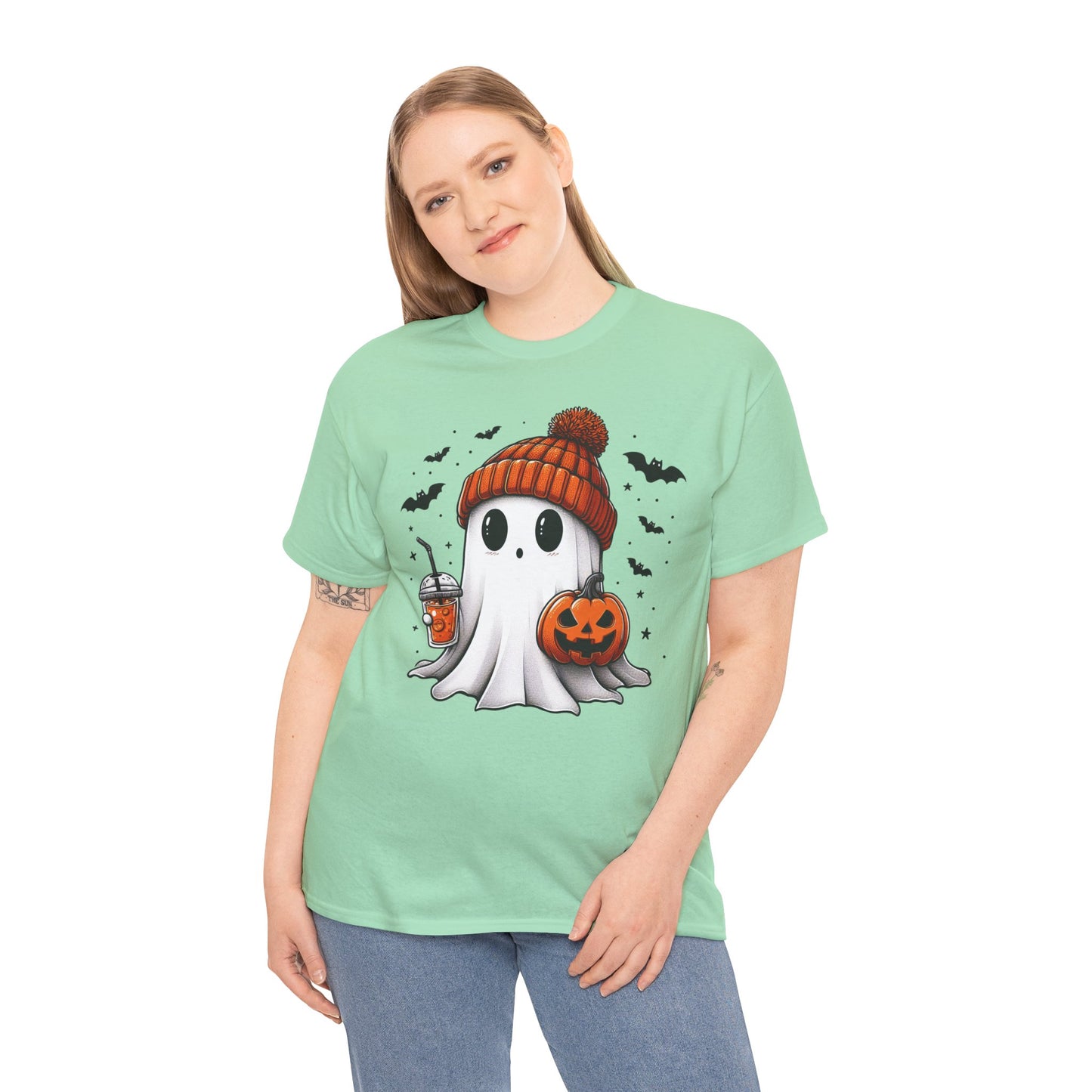 Pumpkin Season Vibes - Cute Ghost - Adult Unisex Tee