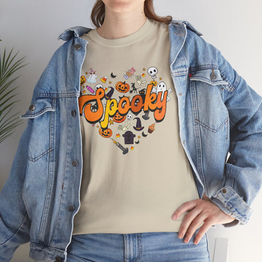 "Spooky" Retro Groovy Halloween Heart Shirt - Adult Unisex Tee - Express Delivery Availble